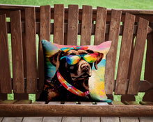 Load image into Gallery viewer, Chocolate Labrador Hippie Dawg Throw Pillow - 14x14 Decorative Pillow – Art for Your Home &amp; Patio