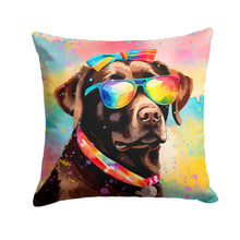 Load image into Gallery viewer, Chocolate Labrador Hippie Dawg Throw Pillow - 14x14 Decorative Pillow – Art for Your Home &amp; Patio