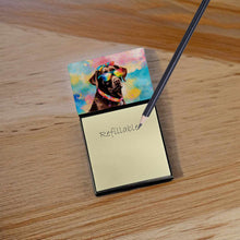 Load image into Gallery viewer, Chocolate Labrador Hippie Dawg Sticky Note Holder- Refiilable Desk Accessory Note Pad