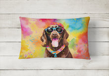 Load image into Gallery viewer, Chocolate Labrador Hippie Dawg Fabric Decorative Pillow