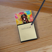 Load image into Gallery viewer, Chocolate Labrador Hippie Dawg Sticky Note Holder- Refiilable Desk Accessory Note Pad