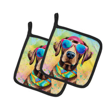 Load image into Gallery viewer, Chocolate Labrador Hippie Dawg Pot Holders - Set of 2 Decorative Kitchen Helpers | Made in the USA