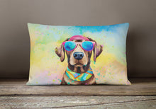 Load image into Gallery viewer, Chocolate Labrador Hippie Dawg Fabric Decorative Pillow