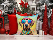 Load image into Gallery viewer, Chocolate Labrador Hippie Dawg Fabric Decorative Pillow