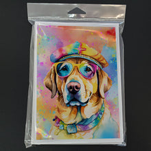 Load image into Gallery viewer, Yellow Labrador Hippie Dawg Greeting Cards - Blank Note Cards – 8-Pack of Artist-Designed Cards with Envelopes