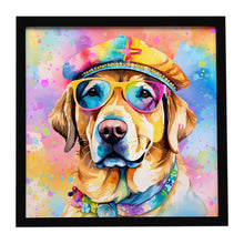 Load image into Gallery viewer, Yellow Labrador Hippie Dawg Framed Metal Print