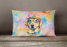Load image into Gallery viewer, Yellow Labrador Hippie Dawg Fabric Decorative Pillow