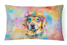 Load image into Gallery viewer, Yellow Labrador Hippie Dawg Fabric Decorative Pillow