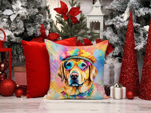 Load image into Gallery viewer, Yellow Labrador Hippie Dawg Throw Pillow - 14x14 Decorative Pillow – Art for Your Home &amp; Patio