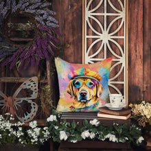 Load image into Gallery viewer, Yellow Labrador Hippie Dawg Throw Pillow - 14x14 Decorative Pillow – Art for Your Home &amp; Patio
