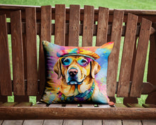 Load image into Gallery viewer, Yellow Labrador Hippie Dawg Throw Pillow - 14x14 Decorative Pillow – Art for Your Home &amp; Patio