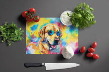 Load image into Gallery viewer, Yellow Labrador Hippie Dawg Glass Cutting Boards – Durable, Decorative Kitchen Art Large
