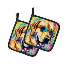 Load image into Gallery viewer, Yellow Labrador Hippie Dawg Pot Holders - Set of 2 Decorative Kitchen Helpers | Made in the USA