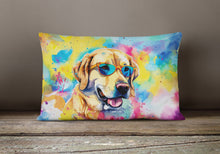 Load image into Gallery viewer, Yellow Labrador Hippie Dawg Fabric Decorative Pillow