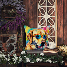 Load image into Gallery viewer, Yellow Labrador Hippie Dawg Throw Pillow - 14x14 Decorative Pillow – Art for Your Home &amp; Patio