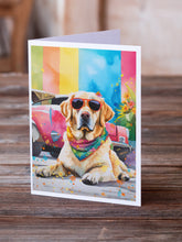 Load image into Gallery viewer, Yellow Labrador Hippie Dawg Greeting Cards - Blank Note Cards – 8-Pack of Artist-Designed Cards with Envelopes