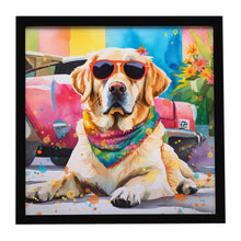 Load image into Gallery viewer, Yellow Labrador Hippie Dawg Framed Metal Print