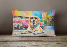 Load image into Gallery viewer, Yellow Labrador Hippie Dawg Fabric Decorative Pillow
