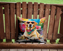 Load image into Gallery viewer, Yellow Labrador Hippie Dawg Throw Pillow - 14x14 Decorative Pillow – Art for Your Home &amp; Patio
