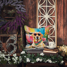 Load image into Gallery viewer, Yellow Labrador Hippie Dawg Fabric Decorative Pillow