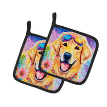 Load image into Gallery viewer, Yellow Labrador Hippie Dawg Pot Holders - Set of 2 Decorative Kitchen Helpers | Made in the USA