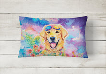 Load image into Gallery viewer, Yellow Labrador Hippie Dawg Fabric Decorative Pillow