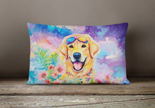 Load image into Gallery viewer, Yellow Labrador Hippie Dawg Fabric Decorative Pillow