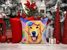 Load image into Gallery viewer, Yellow Labrador Hippie Dawg Throw Pillow - 14x14 Decorative Pillow – Art for Your Home &amp; Patio