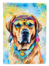 Load image into Gallery viewer, Mastiff Hippie Dawg Garden Flag – Retro Dog with Sunglasses &amp; Multicolored Background