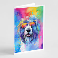 Load image into Gallery viewer, Old English Sheepdog Hippie Dawg Greeting Cards - Blank Note Cards – 8-Pack of Artist-Designed Cards with Envelopes