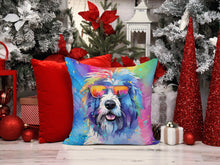 Load image into Gallery viewer, Old English Sheepdog Hippie Dawg Throw Pillow - 14x14 Decorative Pillow – Art for Your Home &amp; Patio