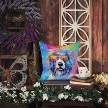 Load image into Gallery viewer, Old English Sheepdog Hippie Dawg Throw Pillow - 14x14 Decorative Pillow – Art for Your Home &amp; Patio