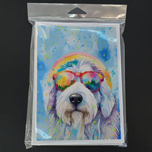 Load image into Gallery viewer, Old English Sheepdog Hippie Dawg Greeting Cards - Blank Note Cards – 8-Pack of Artist-Designed Cards with Envelopes