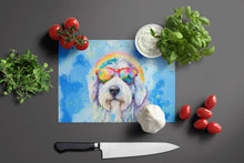 Load image into Gallery viewer, Old English Sheepdog Hippie Dawg Glass Cutting Boards – Durable, Decorative Kitchen Art Large