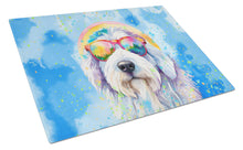 Load image into Gallery viewer, Old English Sheepdog Hippie Dawg Glass Cutting Boards – Durable, Decorative Kitchen Art Large