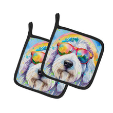 Load image into Gallery viewer, Old English Sheepdog Hippie Dawg Pot Holders - Set of 2 Decorative Kitchen Helpers | Made in the USA
