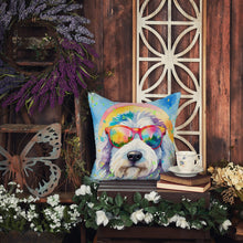 Load image into Gallery viewer, Old English Sheepdog Hippie Dawg Throw Pillow - 14x14 Decorative Pillow – Art for Your Home &amp; Patio