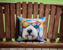 Load image into Gallery viewer, Old English Sheepdog Hippie Dawg Throw Pillow - 14x14 Decorative Pillow – Art for Your Home &amp; Patio