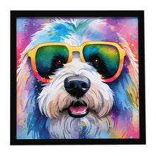 Load image into Gallery viewer, Old English Sheepdog Hippie Dawg Framed Metal Print