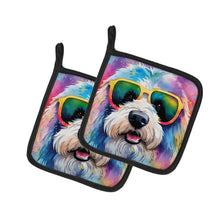 Load image into Gallery viewer, Old English Sheepdog Hippie Dawg Pot Holders - Set of 2 Decorative Kitchen Helpers | Made in the USA