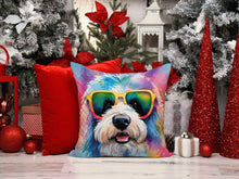 Load image into Gallery viewer, Old English Sheepdog Hippie Dawg Throw Pillow - 14x14 Decorative Pillow – Art for Your Home &amp; Patio