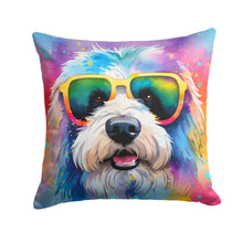 Load image into Gallery viewer, Old English Sheepdog Hippie Dawg Fabric Decorative Pillow