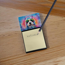 Load image into Gallery viewer, Old English Sheepdog Hippie Dawg Sticky Note Holder- Refiilable Desk Accessory Note Pad