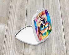 Load image into Gallery viewer, Pomeranian Hippie Dawg Compact Mirror – Stylish Purse Mirror with Artistic Covers