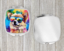 Load image into Gallery viewer, Pomeranian Hippie Dawg Compact Mirror – Stylish Purse Mirror with Artistic Covers