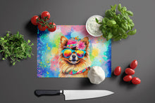 Load image into Gallery viewer, Pomeranian Hippie Dawg Glass Cutting Boards – Durable, Decorative Kitchen Art Large