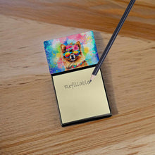 Load image into Gallery viewer, Pomeranian Hippie Dawg Sticky Note Holder- Refiilable Desk Accessory Note Pad