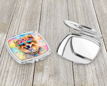 Load image into Gallery viewer, Pomeranian Hippie Dawg Compact Mirror – Stylish Purse Mirror with Artistic Covers