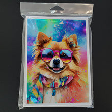 Load image into Gallery viewer, Pomeranian Hippie Dawg Greeting Cards - Blank Note Cards – 8-Pack of Artist-Designed Cards with Envelopes