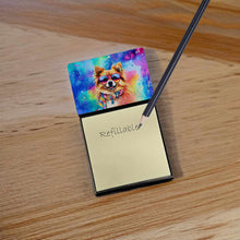 Load image into Gallery viewer, Pomeranian Hippie Dawg Sticky Note Holder- Refiilable Desk Accessory Note Pad